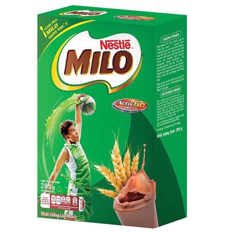 Sữa bột Milo nguyên chất hộp giấy 285g