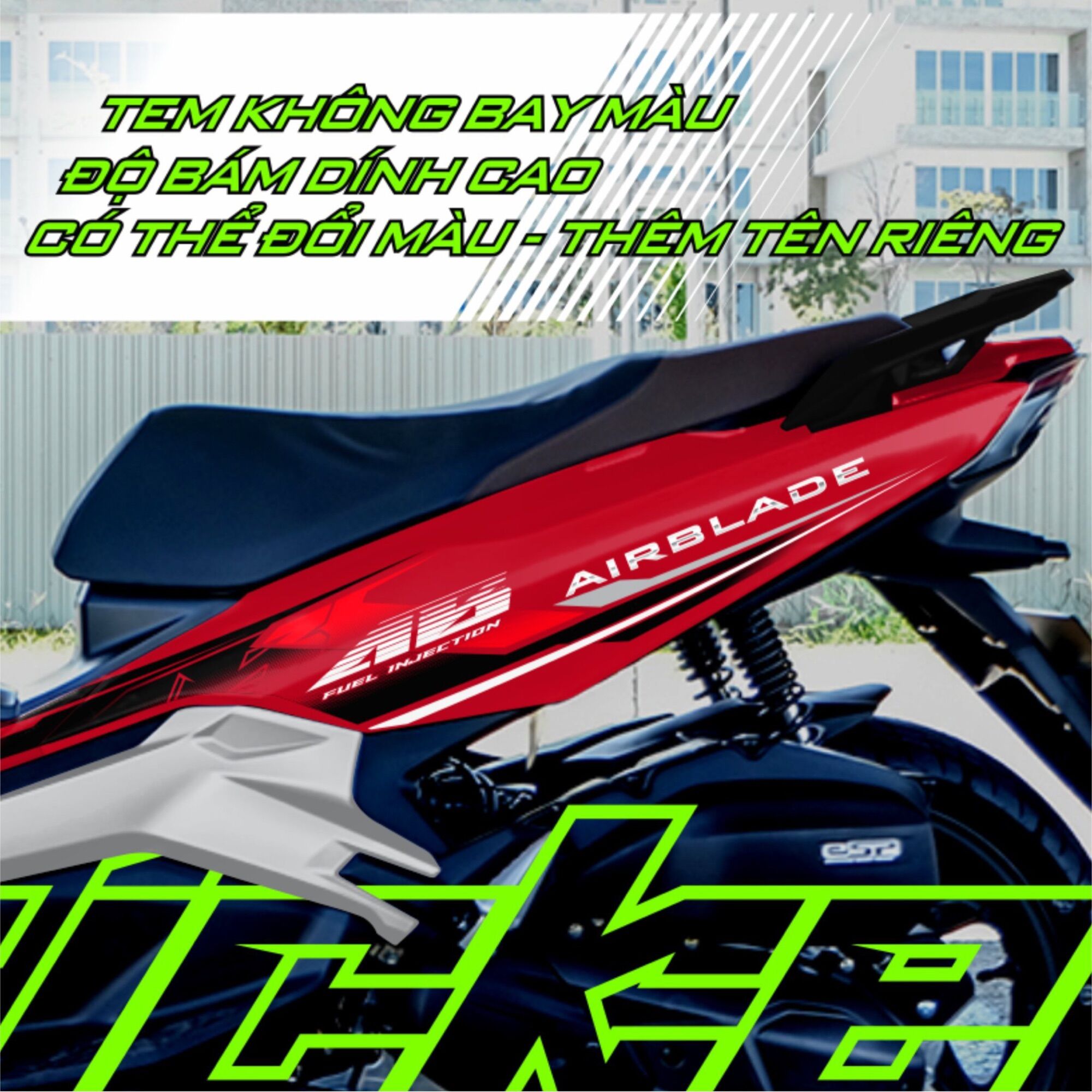Tem AB AirBlade 2020 rời dán xe đỏ zin
