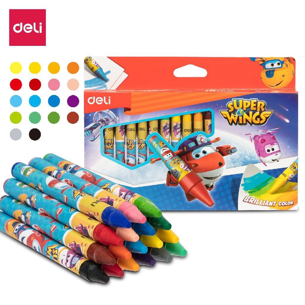 Hộp sáp 24 màu deli c210 biệt đội bay siêu đăng - super wings