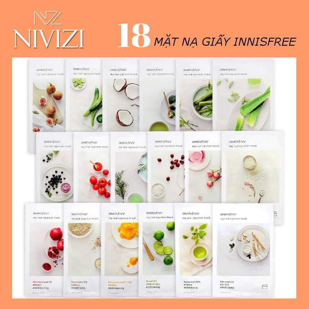 [Hcm]Combo 18 Miếng 18 Loại Mặt Nạ Giấy Innisfree