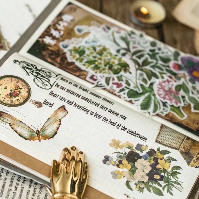 Set 60 pcs Washi Stickers Lớn Kiểu Cổ Điển / Vintage