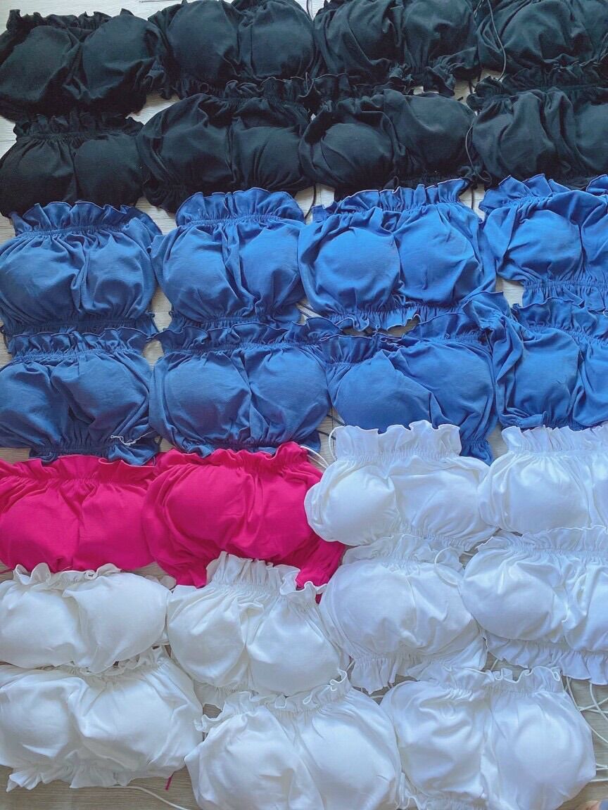 Áo croptop ống cột dây kèm mút ngực