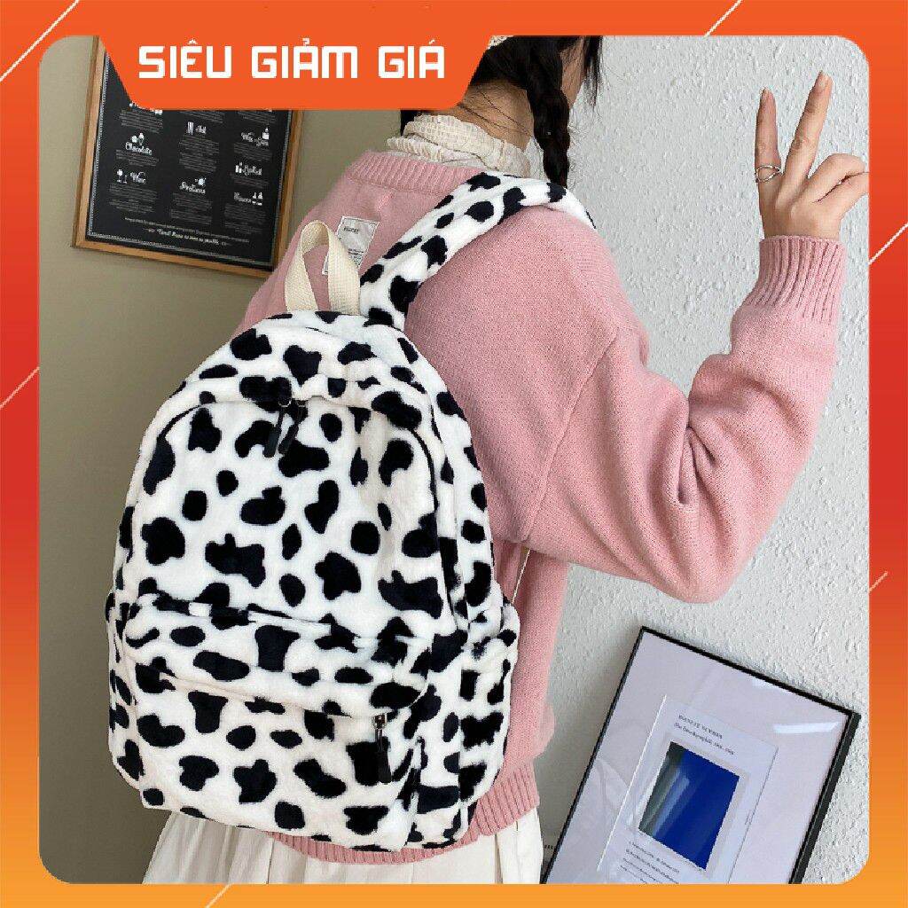 Balo bò sữa dễ thương - Balo thời trang chất liệu Nhung mềm mại