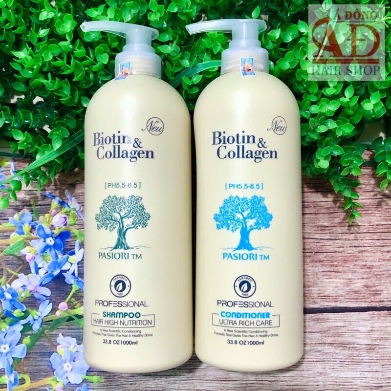 Cặp dầu gội xả Biotin collagen trắng (Dung tích mỗi chai 1000 ml)
