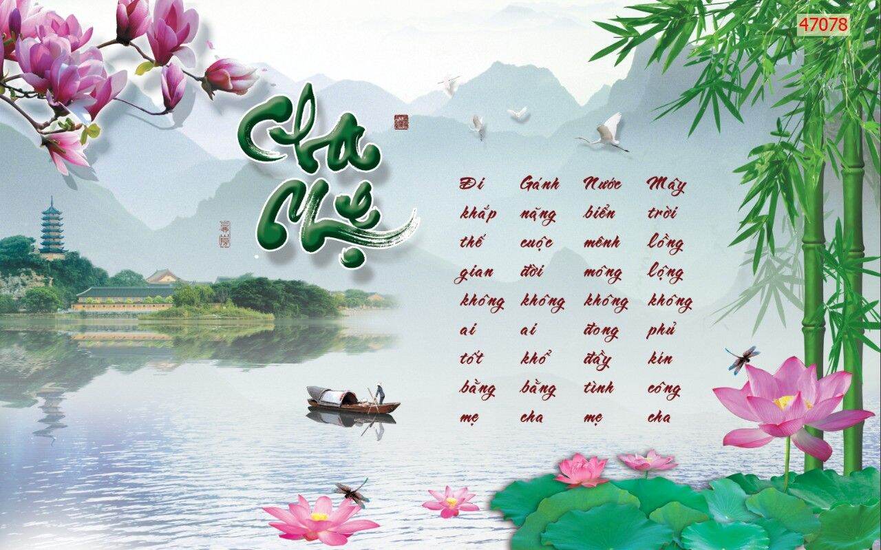 Tranh dán tường 3D, tranh chữ thư pháp , tranh chữ cha mẹ Zalo 0967959399