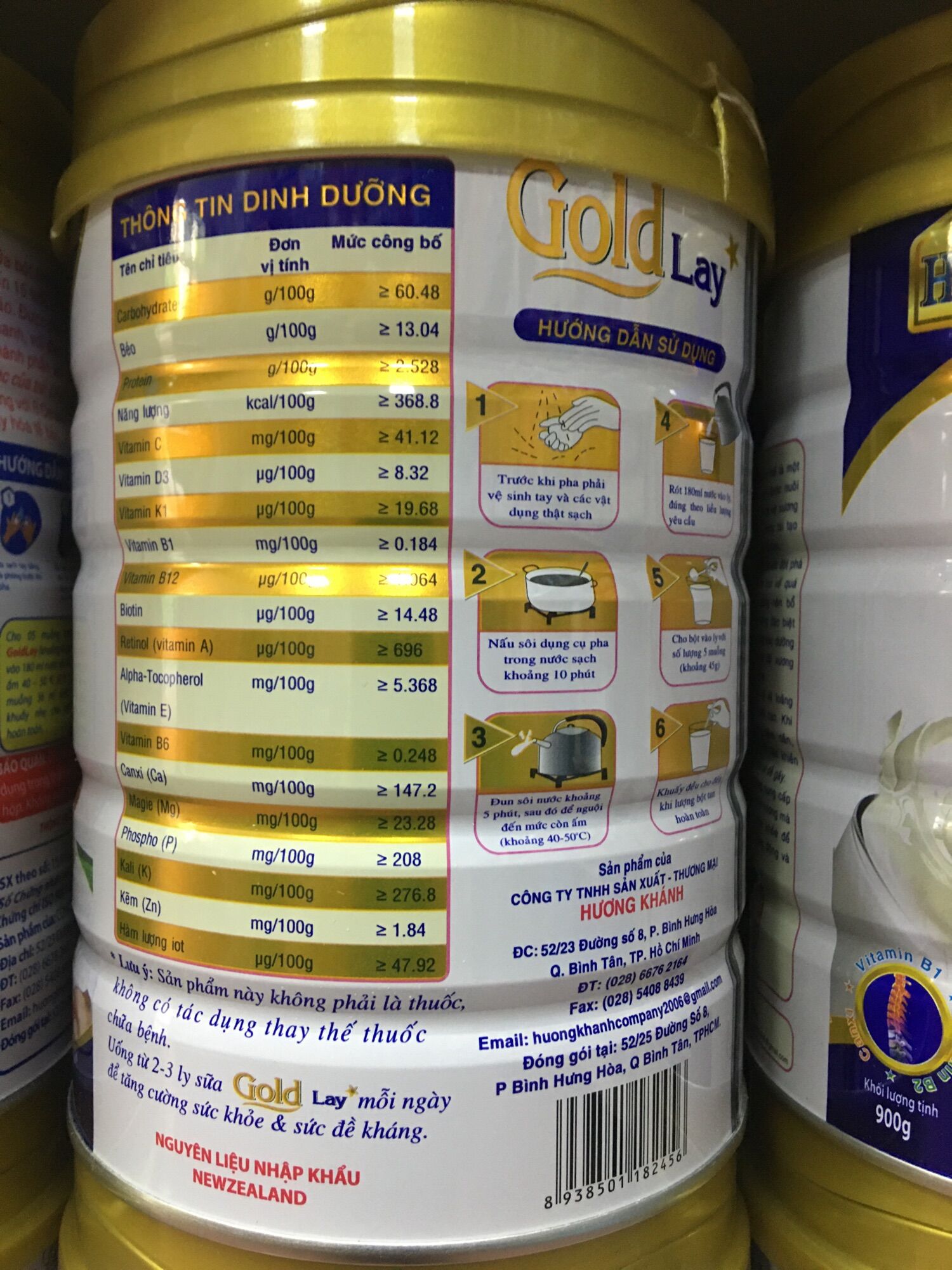 Sữa bột Goldlay Canxi Sure lon 900g