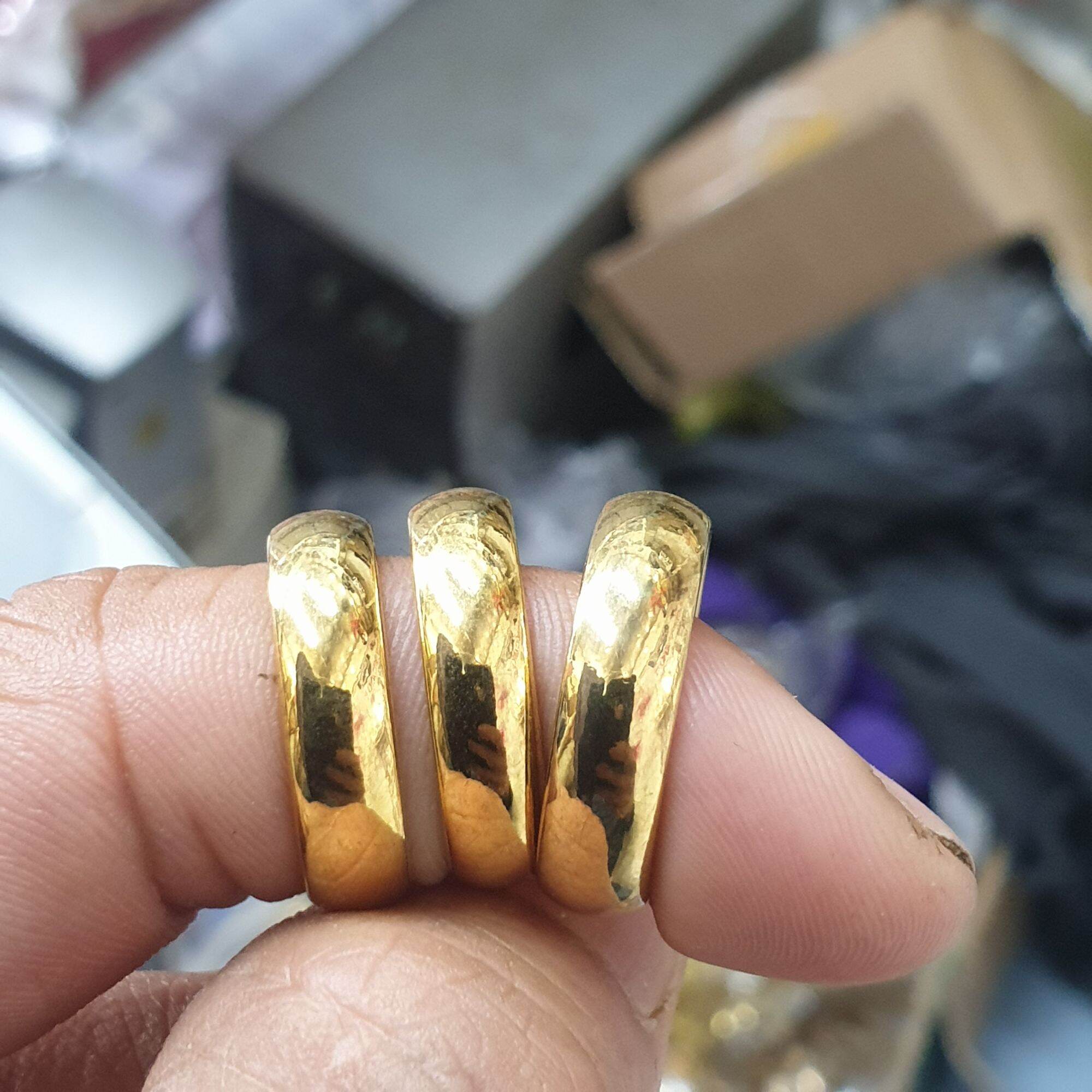 (Có ký hiệu- Dùng lâu dài tắm rửa) Nhẫn trơn dạng khâu vàng titanium cao cấp- Dùng tắm rửa thoải mái không đen