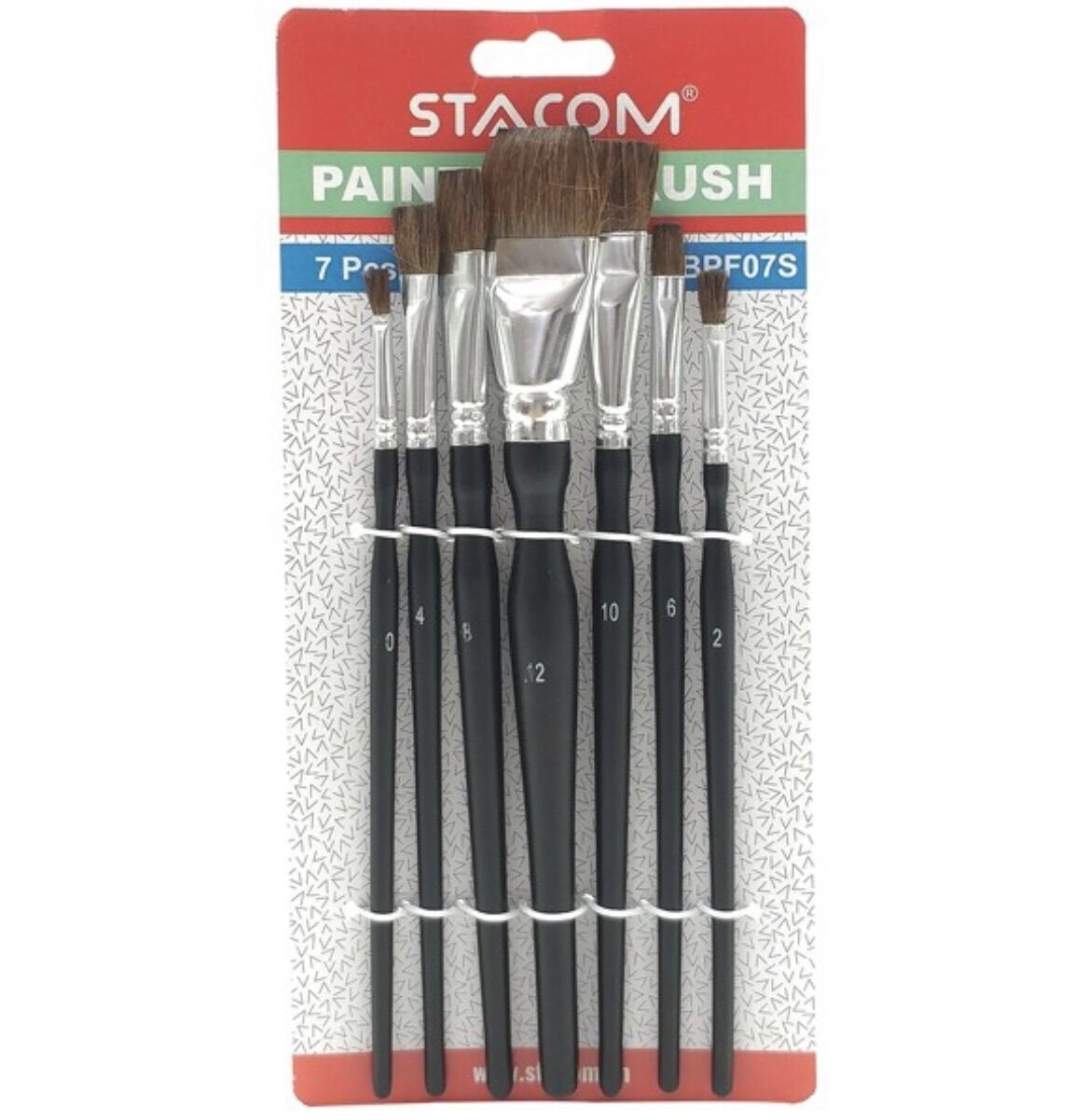 Bộ 7 cọ vẽ màu nước stacom đầu dẹp bpf07s