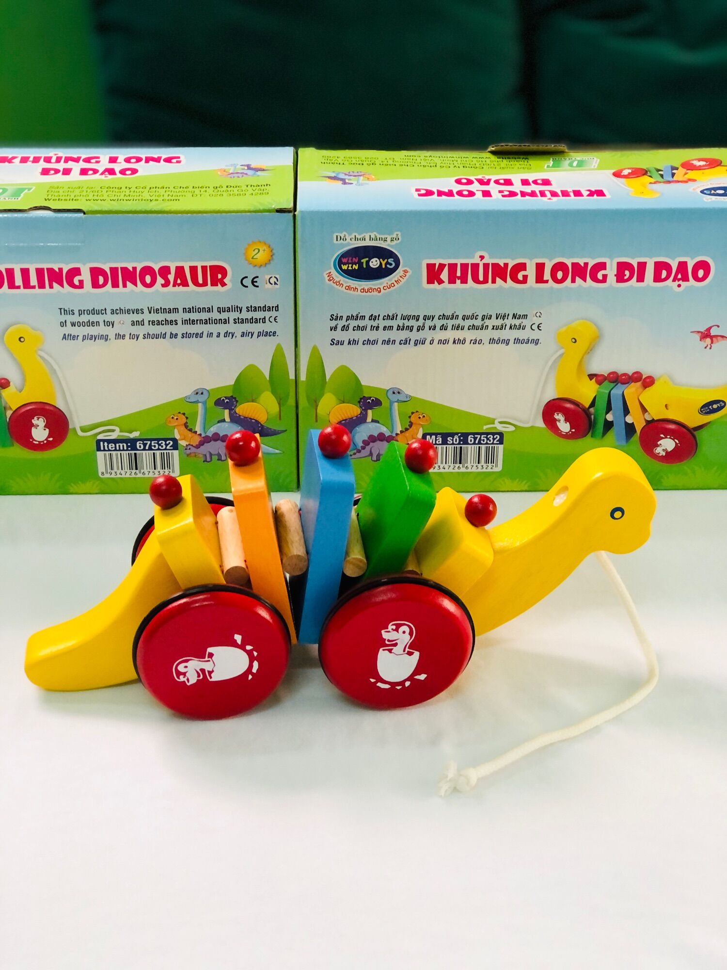 [HCM]Chú Khủng Long Đáng Yêu Bằng Gỗ - Dắt Khủng Long Đi Dạo - Đồ Chơi Gỗ An Toàn Cho Bé Vận Động