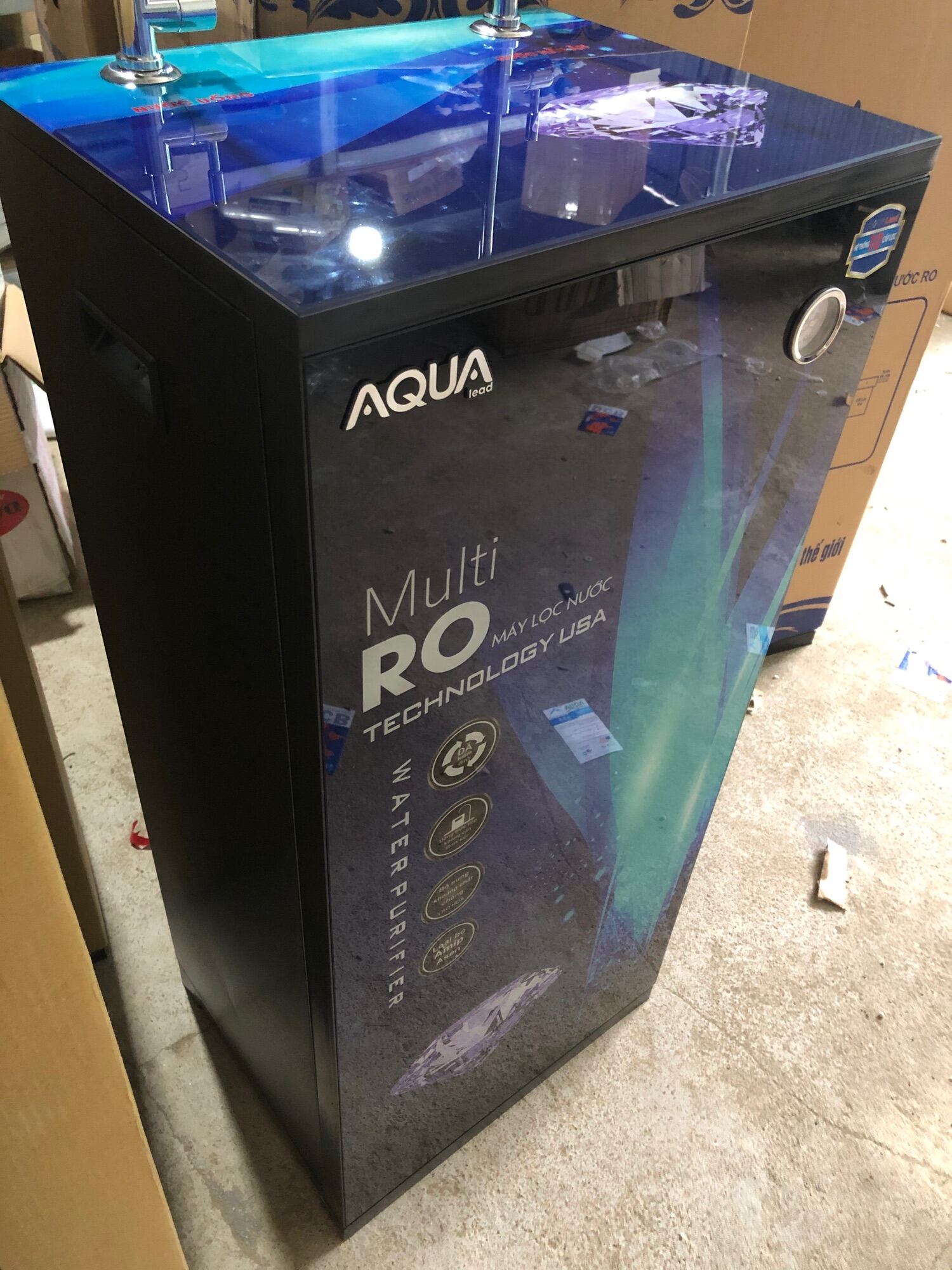 Máy lọc nước ro Aqua lead hai  vòi thường đồng hồ áp 10 cấp lọc