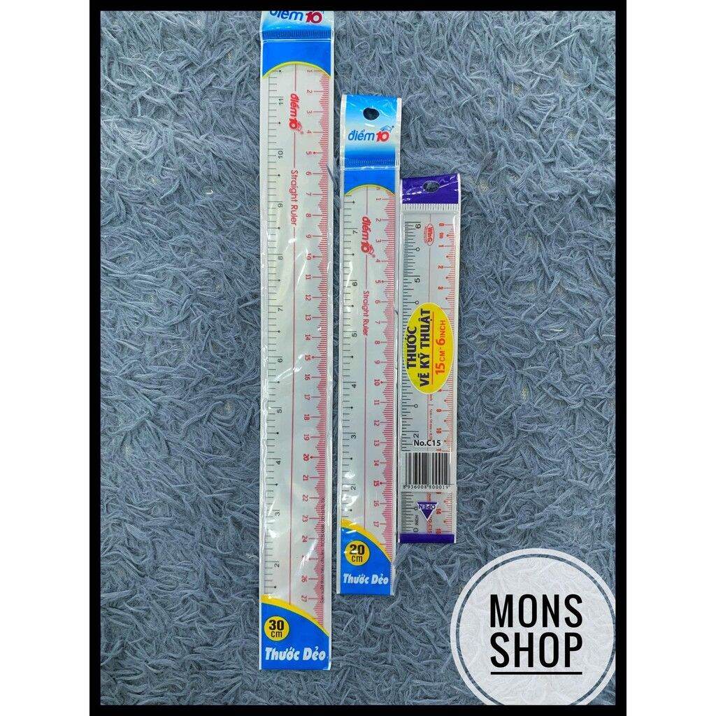 COMBO 5 THƯỚC DẺO HỌC SINH LOẠI 20CM VÀ 30CM