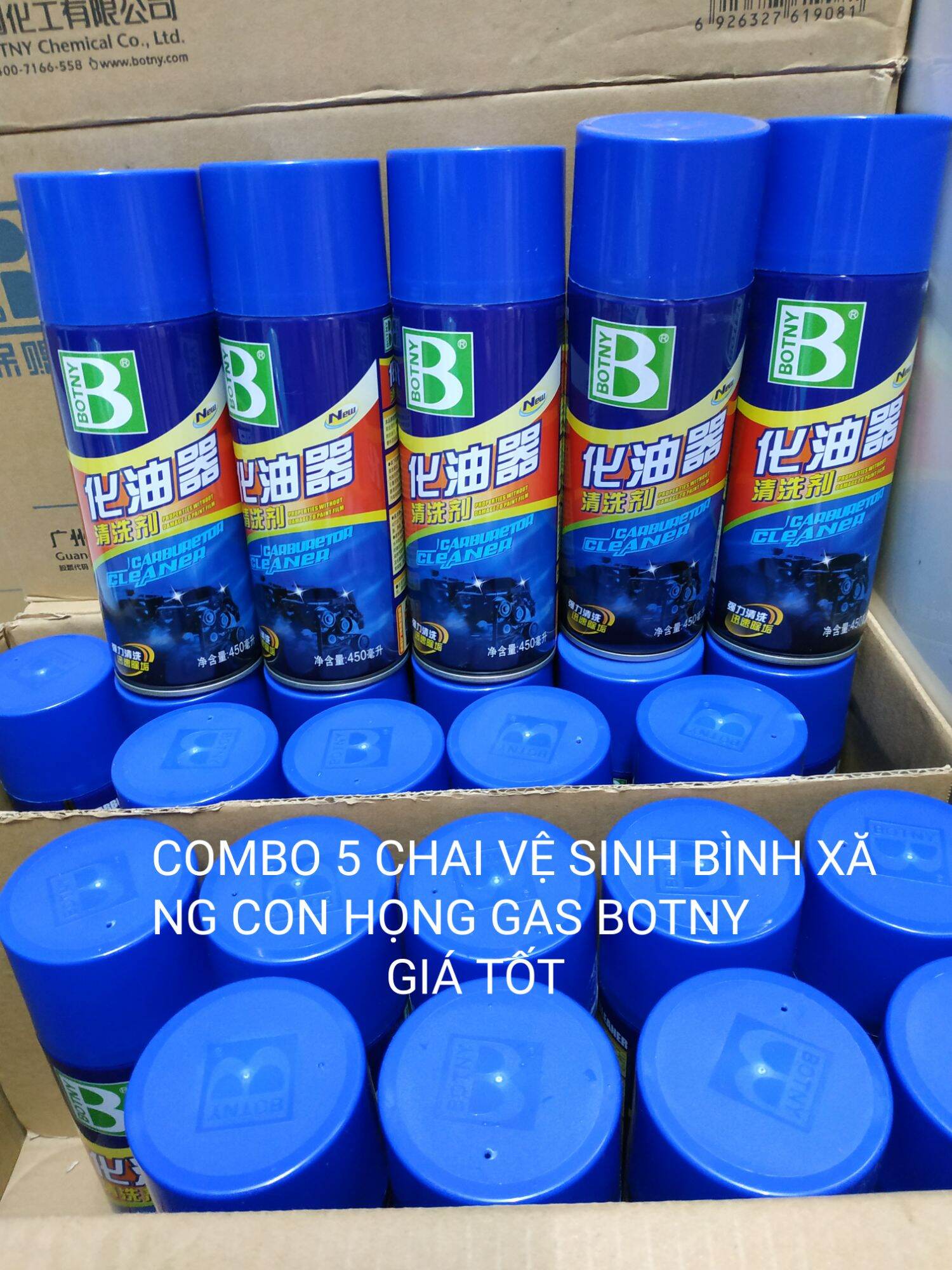 COMBO 5 CHAI XỊT TẨY RỬA VỆ SINH BÌNH XĂNG CON HỌNG GAS BOTNY