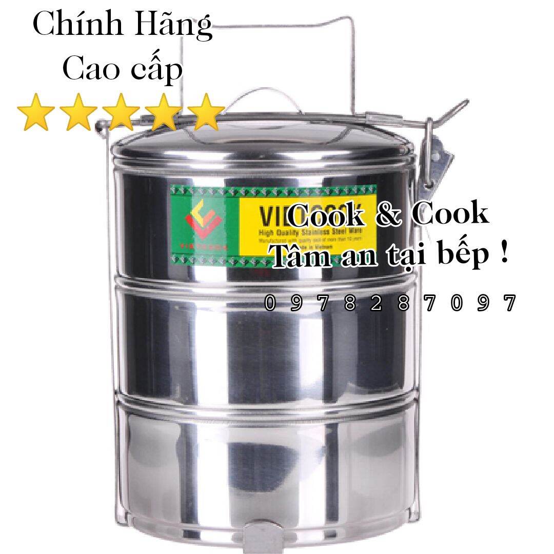 Cặp lồng inox, camen inox size 12, 14 2, 3ngăn cao cấp Vietcook&cook