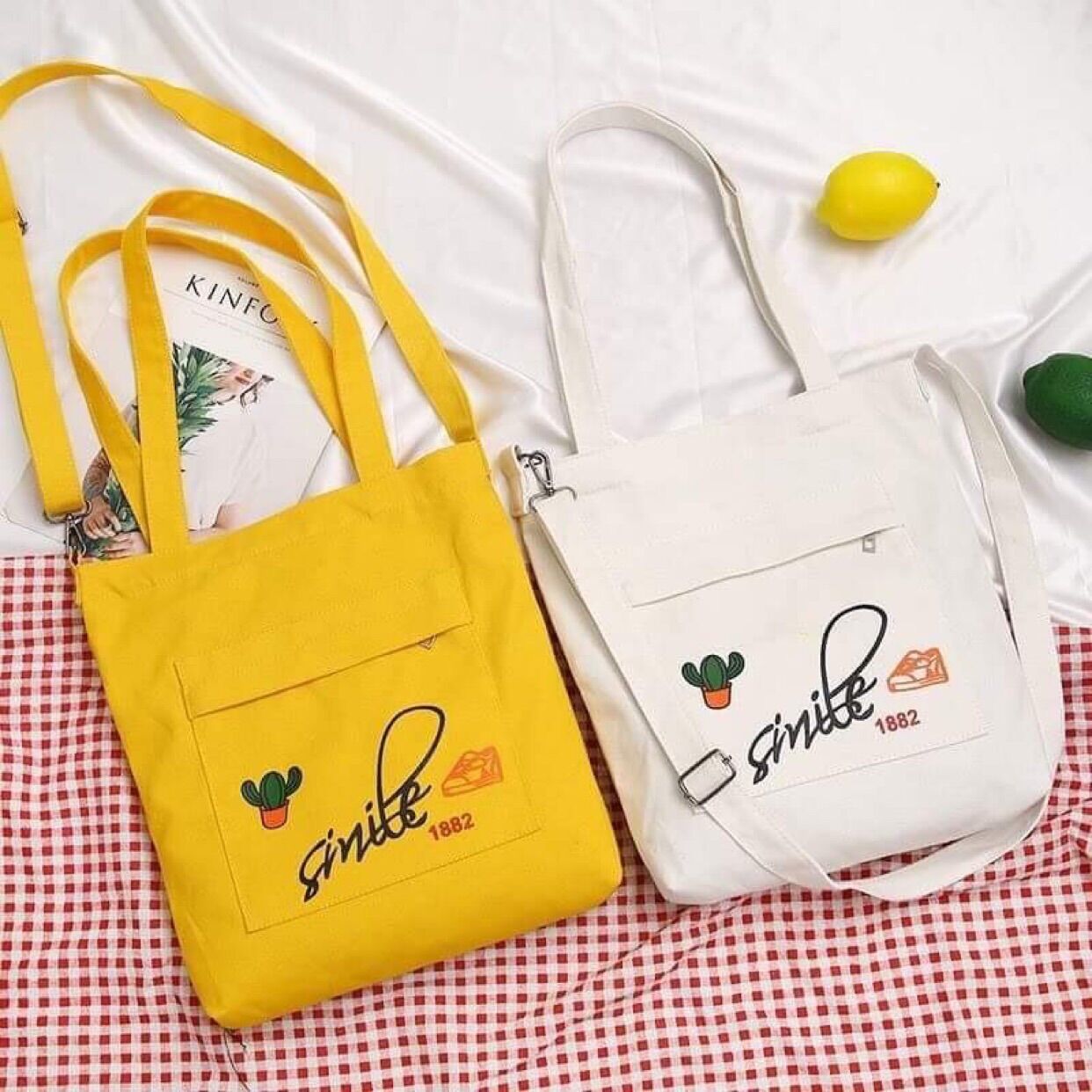 Túi Nữ Tote Vải Quai Vai Nhiều Hình Cute Đi Học Thêm Hoặc Đi Chơi Dễ Dàng Vệ Sinh Giặt Giũ !