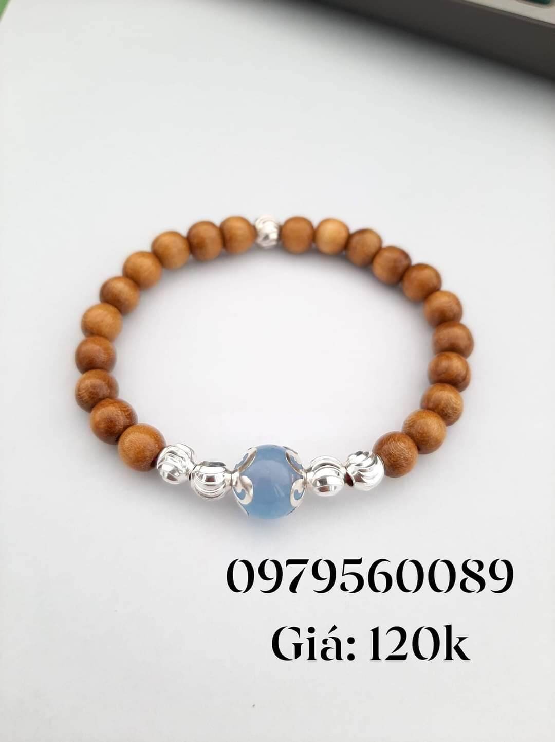 Vòng dâu người lớn mix 5 bi bạc và đá bọc hoa