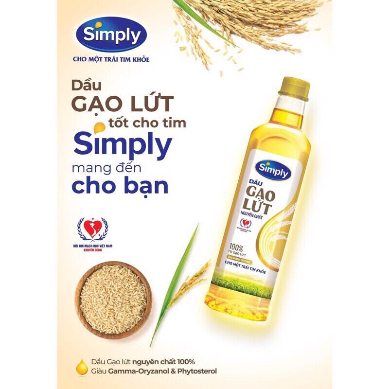 [HCM]Dầu gạo lứt simply chai 2L