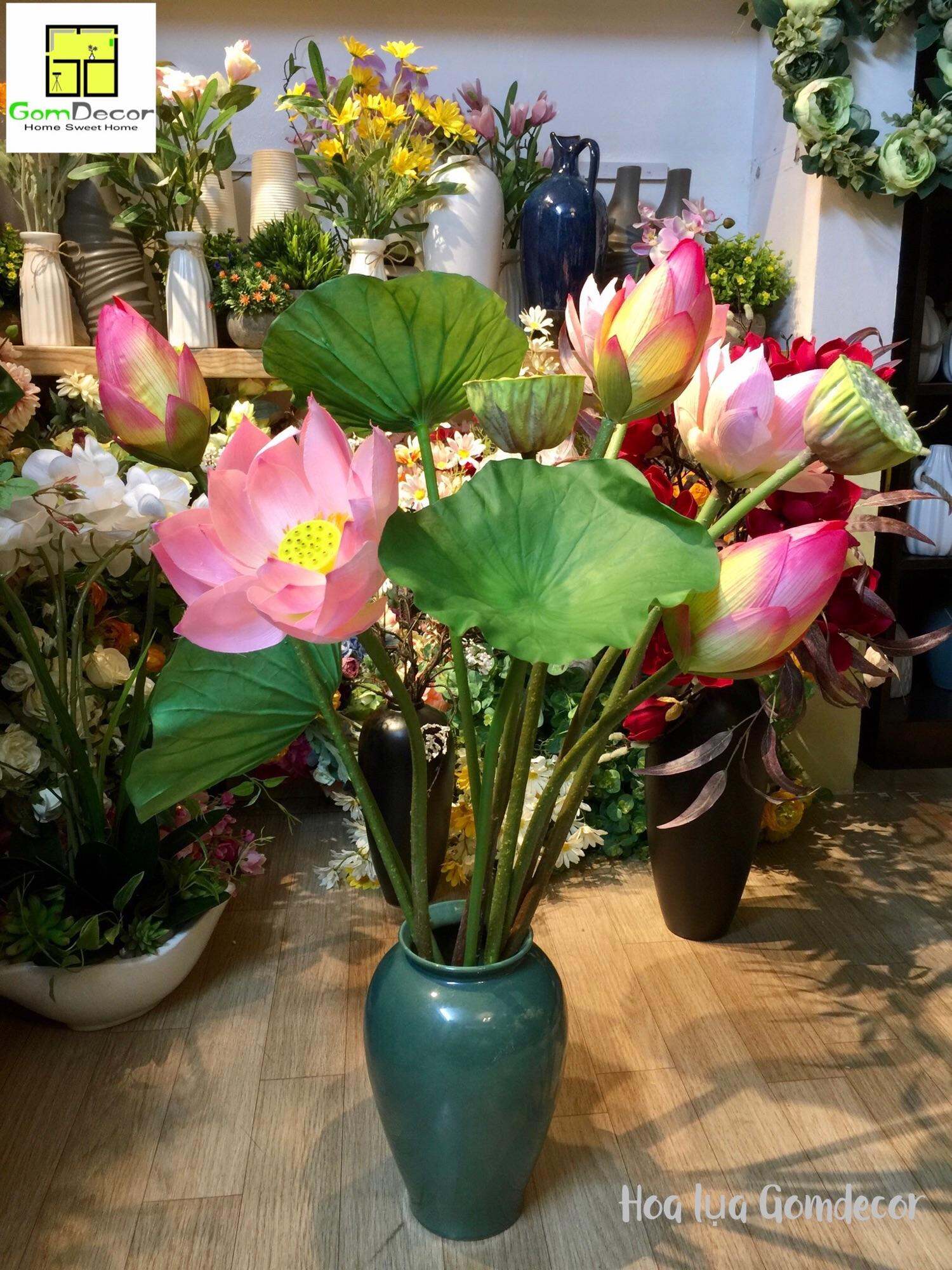 Hoa sen giả hoa lụa cao cấp đẹp bông sen giả đẹp