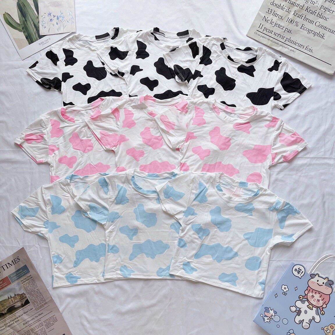 Áo croptop tay ngắn bò sữa 3 màu