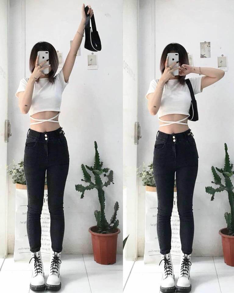 CROPTOP ÁO THUN KIỂU HỞ EO QUẤN DÂY