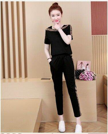 Sét đồ bộ nữ phối viền da beo thun cotton 100% cao cấp