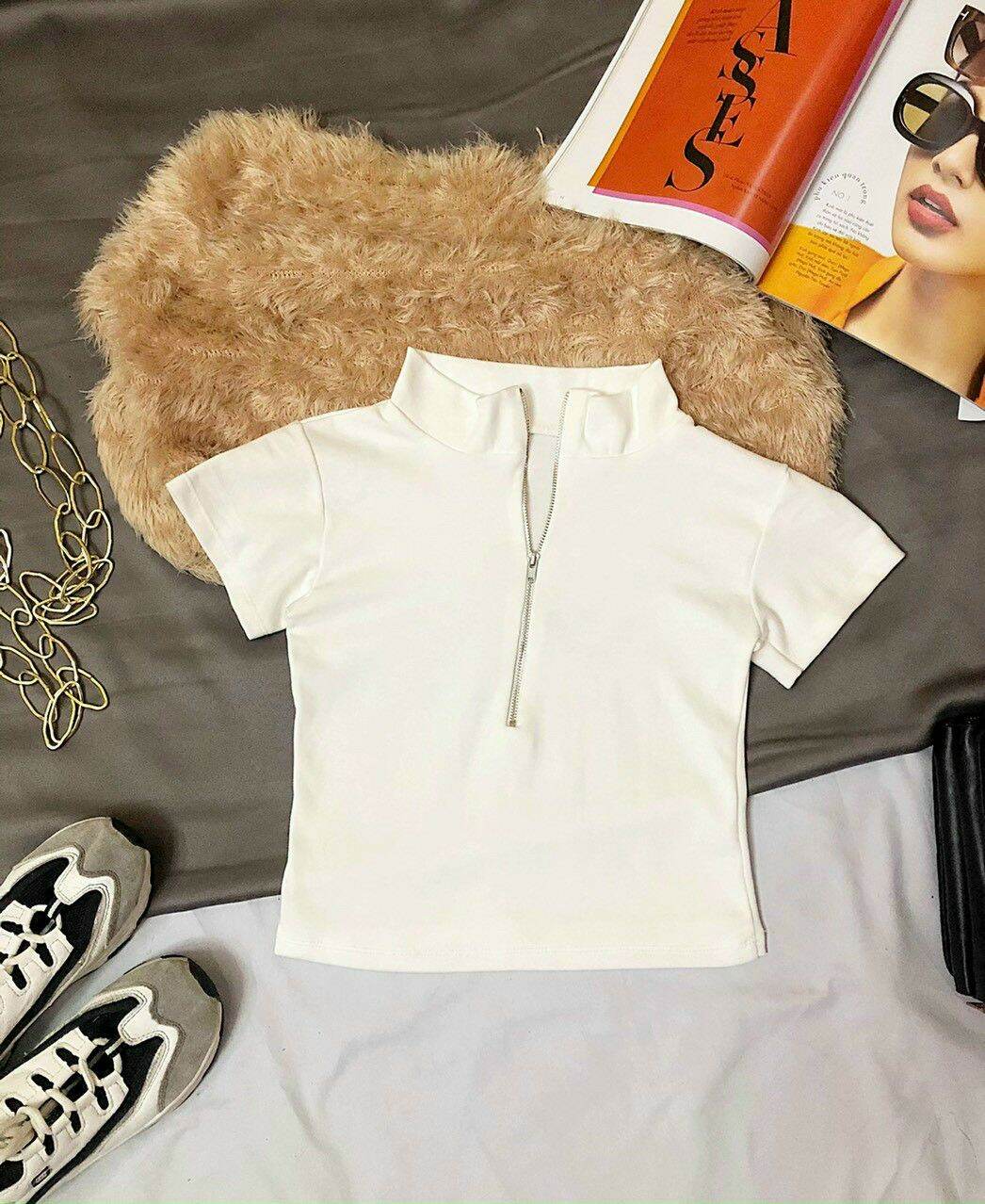 ÁO KIỂU CROPTOP DÂY KÉO