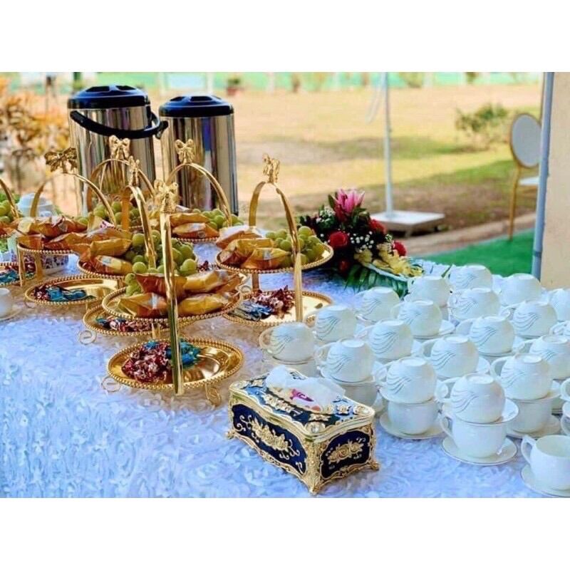 Khay bánh 2 tầng nơ trang trí tiệc