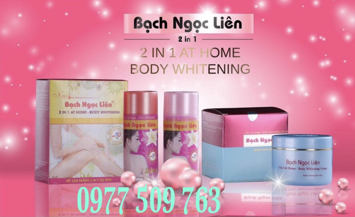 [Hcm]Bộ Tắm Trắng + Kem Dưỡng Trắng Da Body Bạch Ngọc Liên - Xanh 90Gr