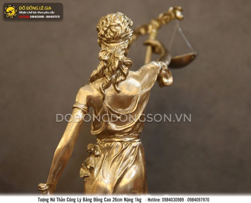 Tượng nữ thần công lý bằng đồng cao 30cm