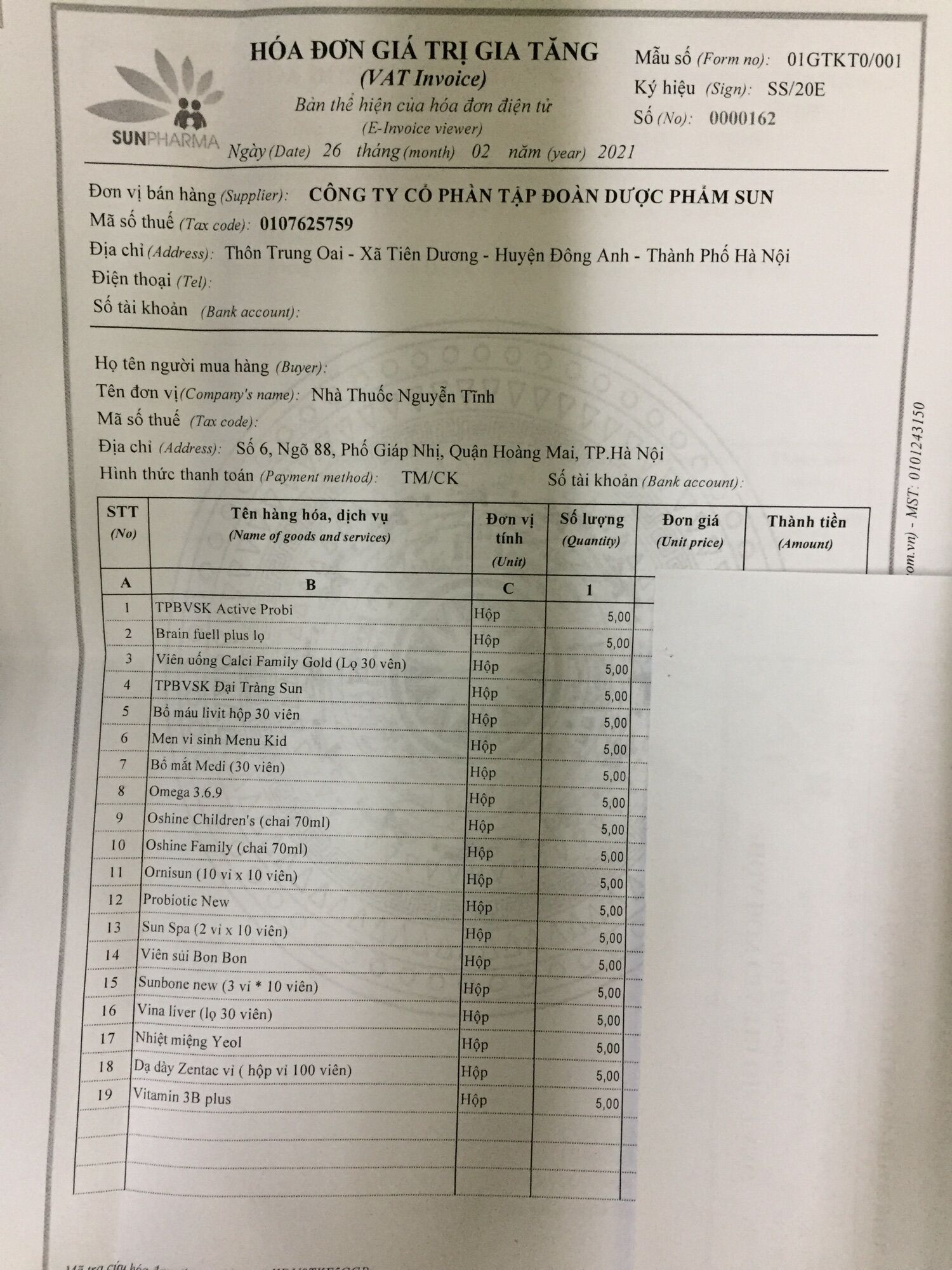 Men vi sinh Menu Kid hộp 15 ống