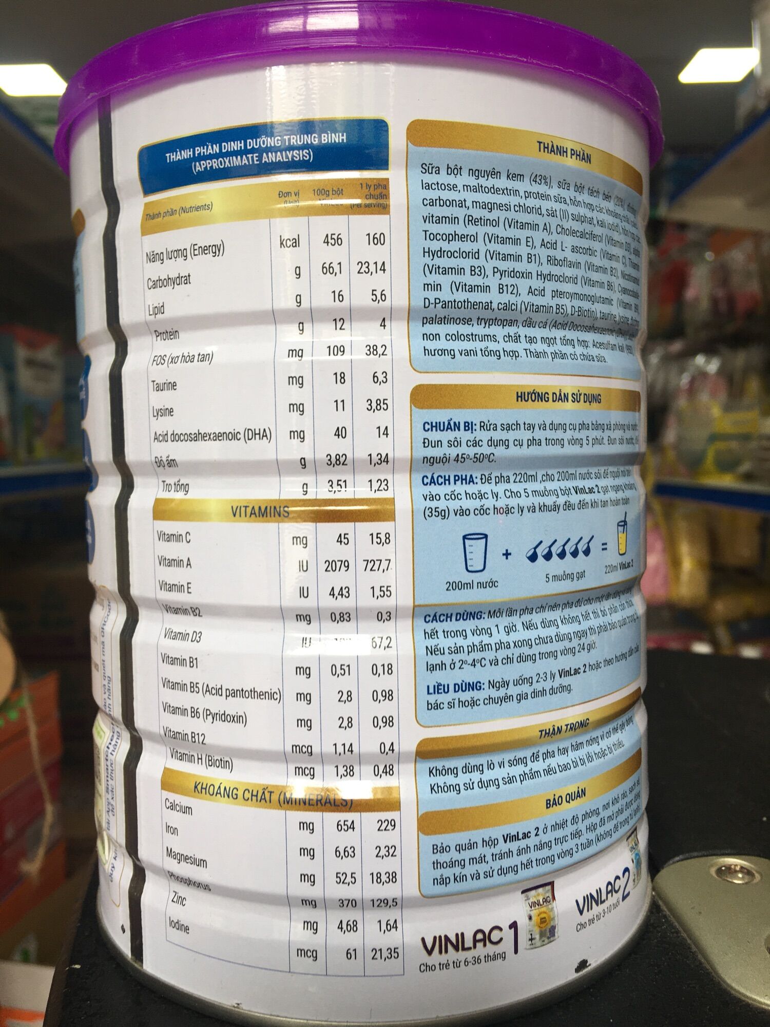 Sữa bột VINLAC số 2 lon 900g