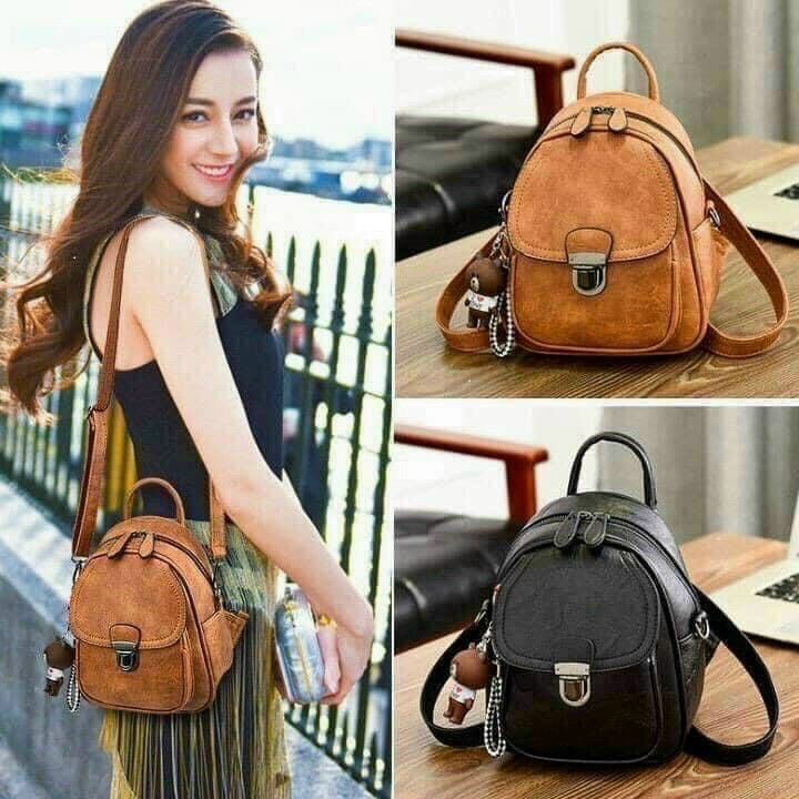 Balo nữ mini thời trang 2 ngăn đeo chéo 2 kiểu đẹp giá rẻ đi chơi