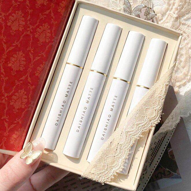 Set 4 Son Kem Lì Look Book Daishiao Lace Lipglaze Velvet Matteseries Vị Đào