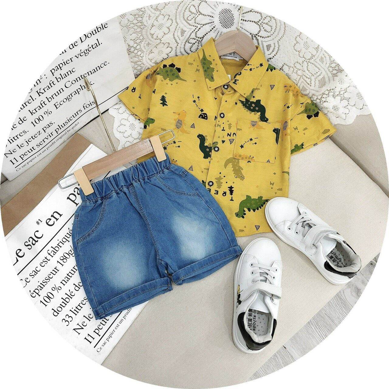 [HCM]Set sơ mi quần jean cho bé