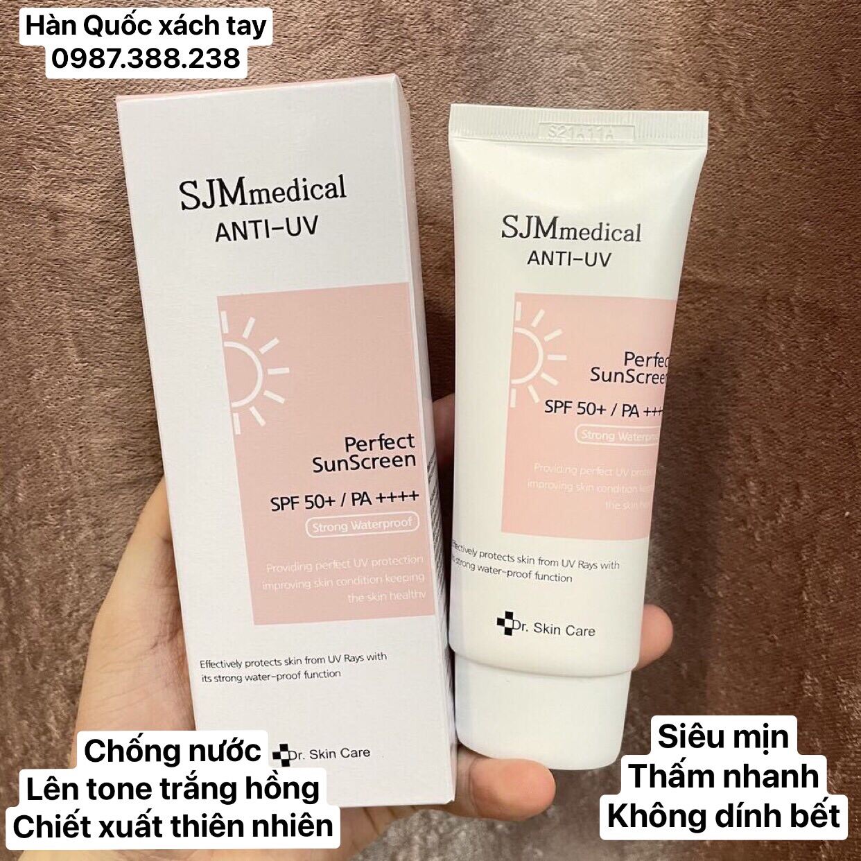 Kem Chống Nắng Siêu Mịn Chống Nước Lên Tone Trắng Hồng Sjm Medical Anti - Uv Spf50 Pa+++ Xách Tay Hàn Quốc 60G