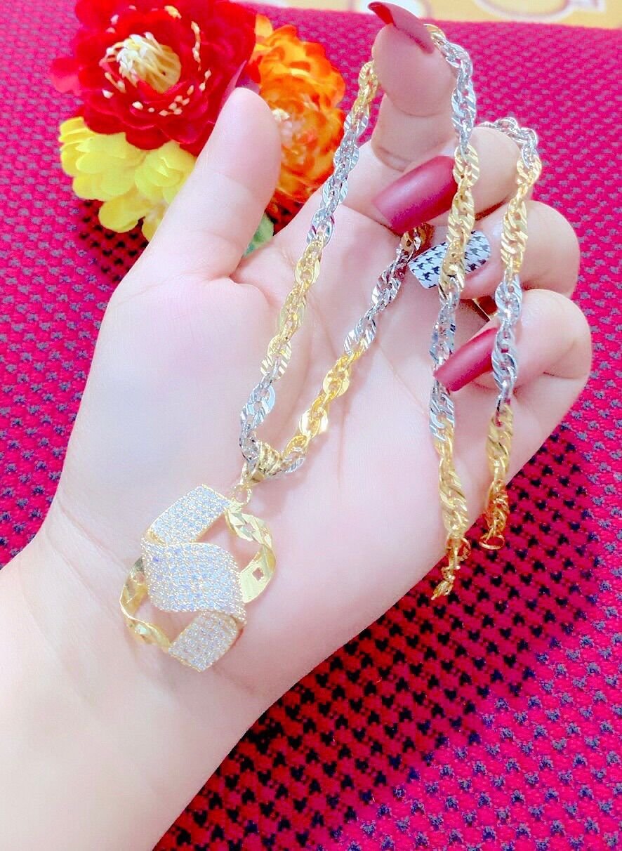 Dây chuyền nữ kiểu xoắn mạ vàng pha bạc mặt xoàn mẫu mới về