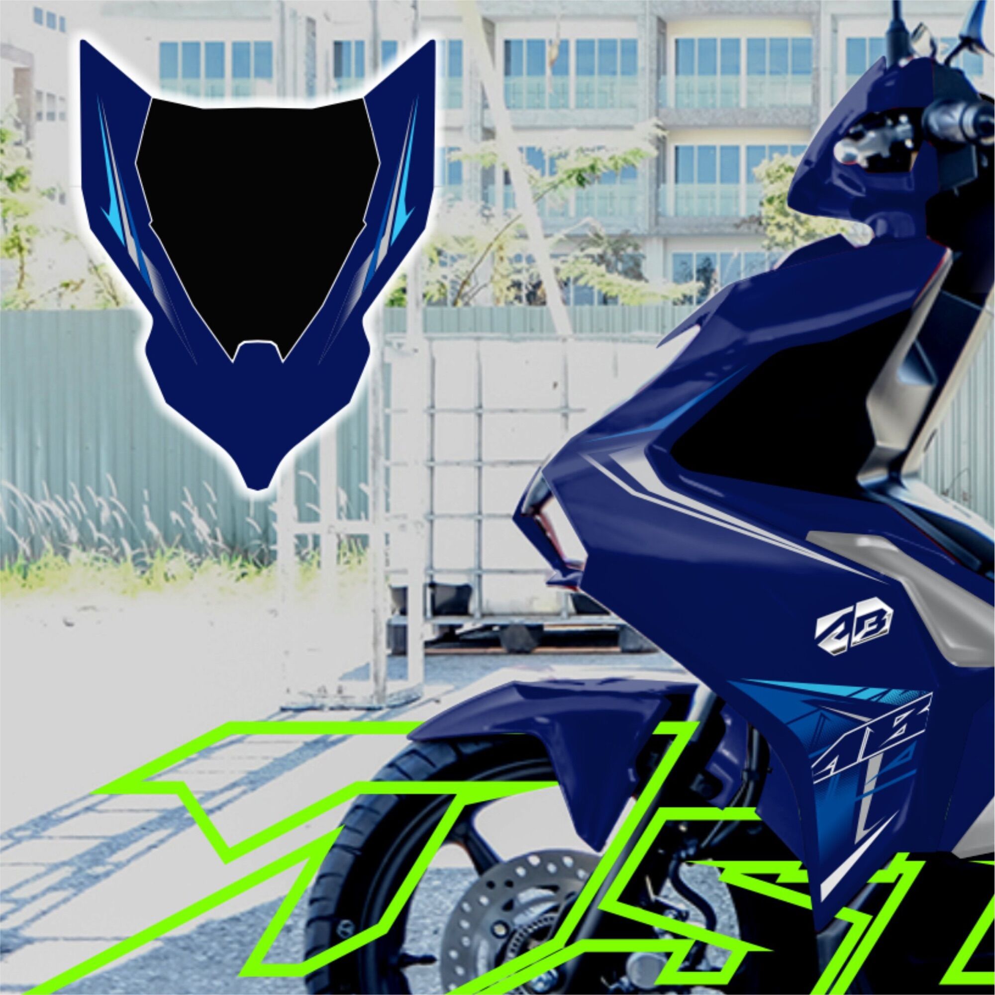 Tem AirBlade 2020 - tem rời dán xe xanh đậm zin