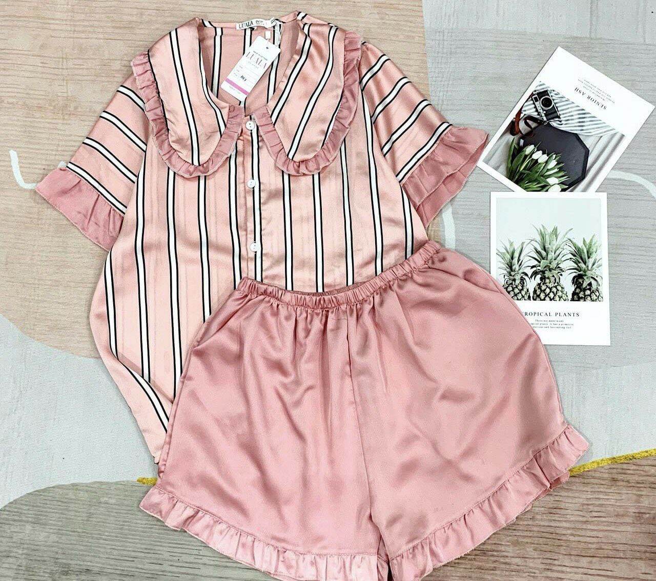 Bộ pjzama đùi lụa satin
