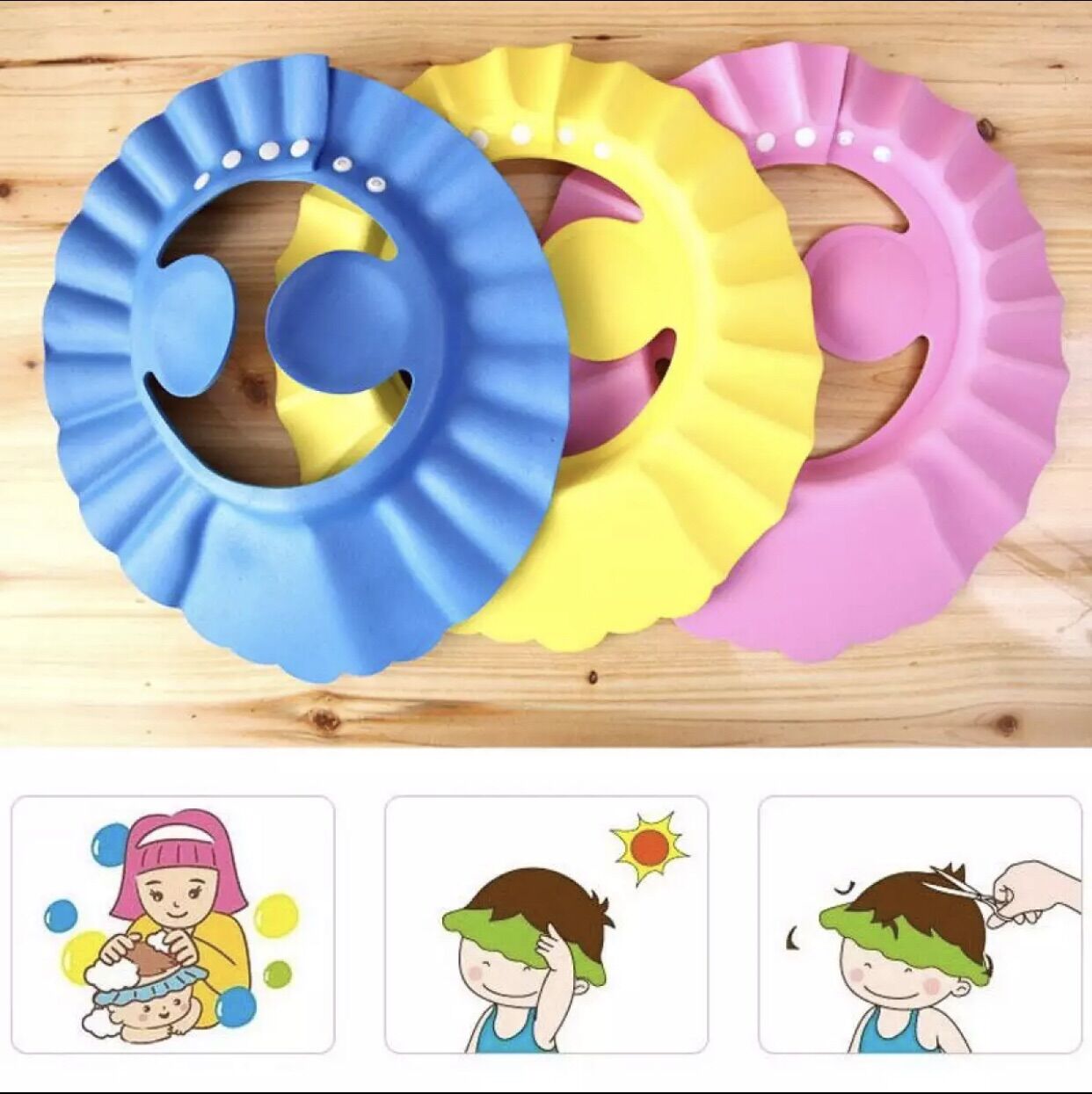 Mũ chắn nước cho bé gội đầu, cắt tóc, đi nắng.