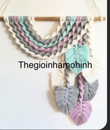 Cành treo macrame chiếc lá trang trí, decor không gian sống