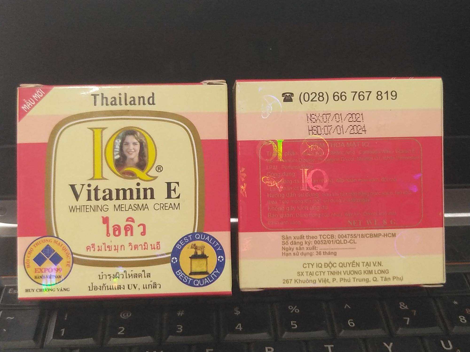 IQ Vitamin E - 8g. Kem Ngừa Nám Dưỡng Trắng Da Thái Lan
