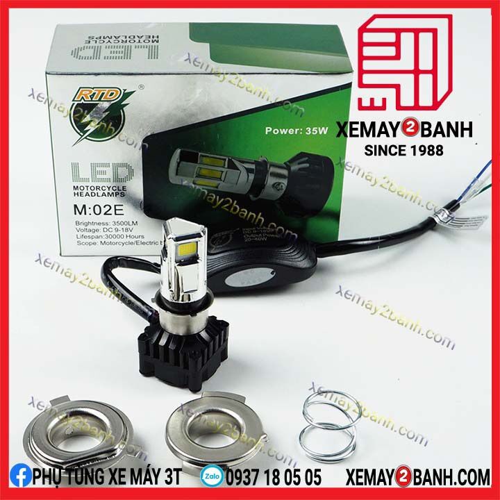 Đèn led xe máy m02d / 30w 3 siêu sáng gắn mọi loại xe