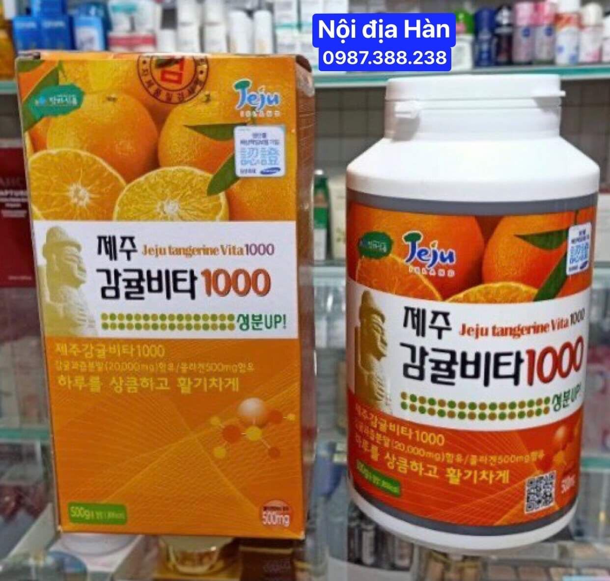 Viên kẹo ngậm Vitamin C chiết xuất từ cam nguyên chất đảo JeJu Hàn Quốc- Hộp 500g