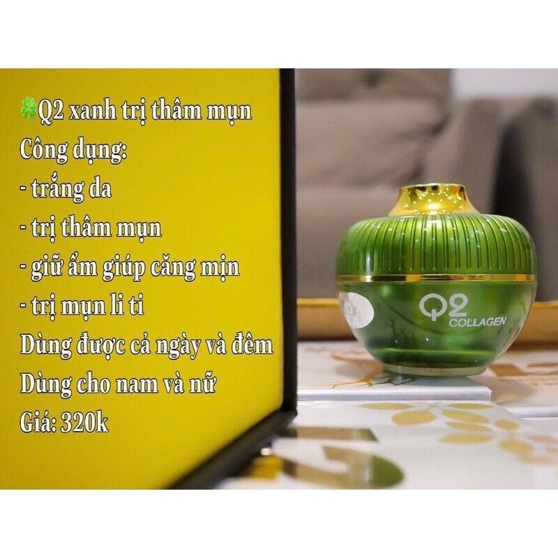 Kem q2 xanh mẫu mới trắng da