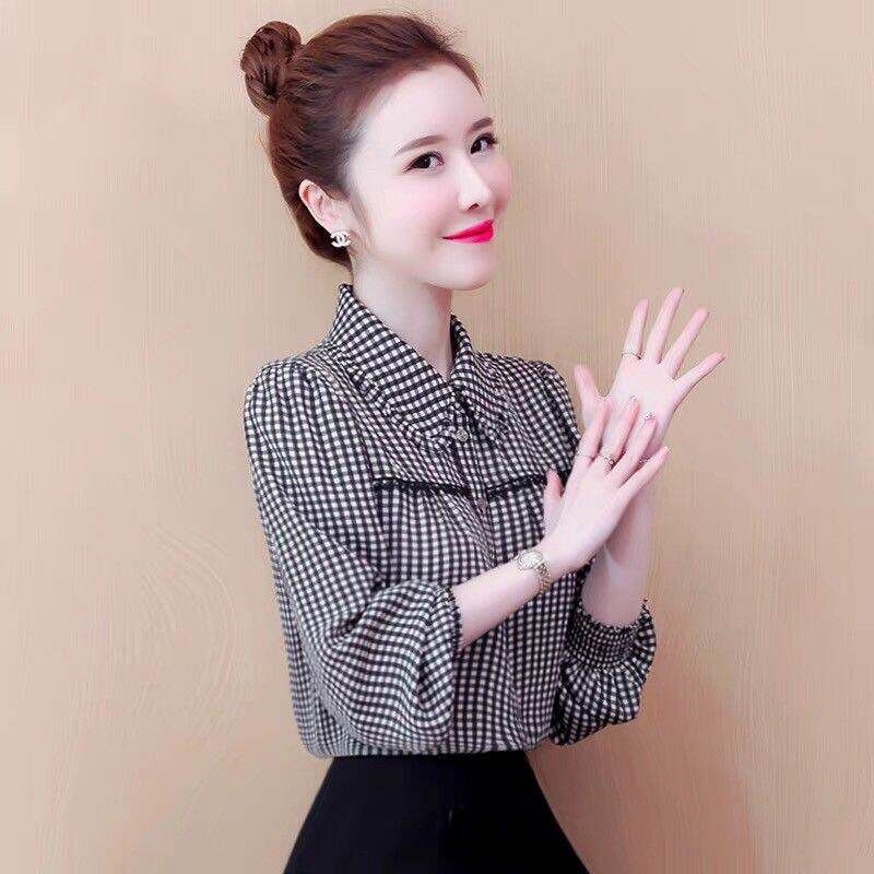 [HCM]Áo sơ mi nữ sọc caro viền đen cao cấp