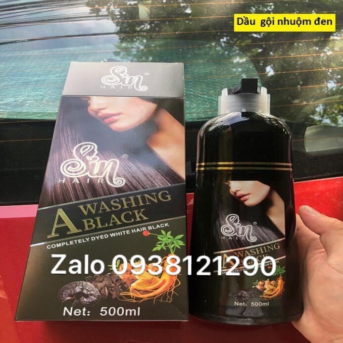 Dầu Gội Thảo Dược Phủ Tóc Bạc Nhân Sâm Sin Hair 500Ml( Nhuộm Đen)Hàng Chuẩn Cty 100%