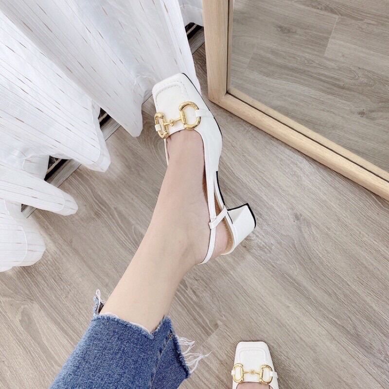 Guốc cao gót Gc đế vuông 5p Ngọc Trinh hotrend