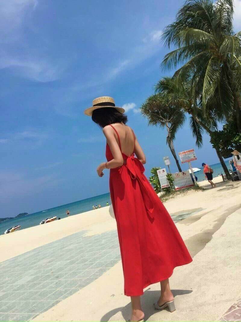 Đầm maxi 2 dây hở lưng