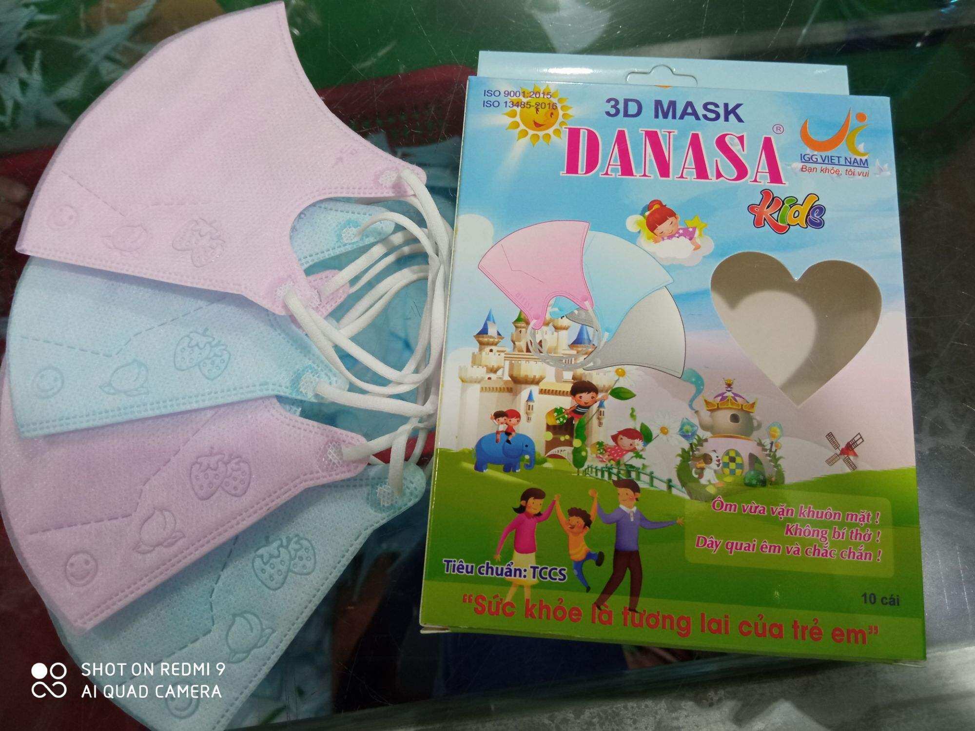 Khẩu trang 3D trẻ em Danasa( combo 10 hộp 100 cái)