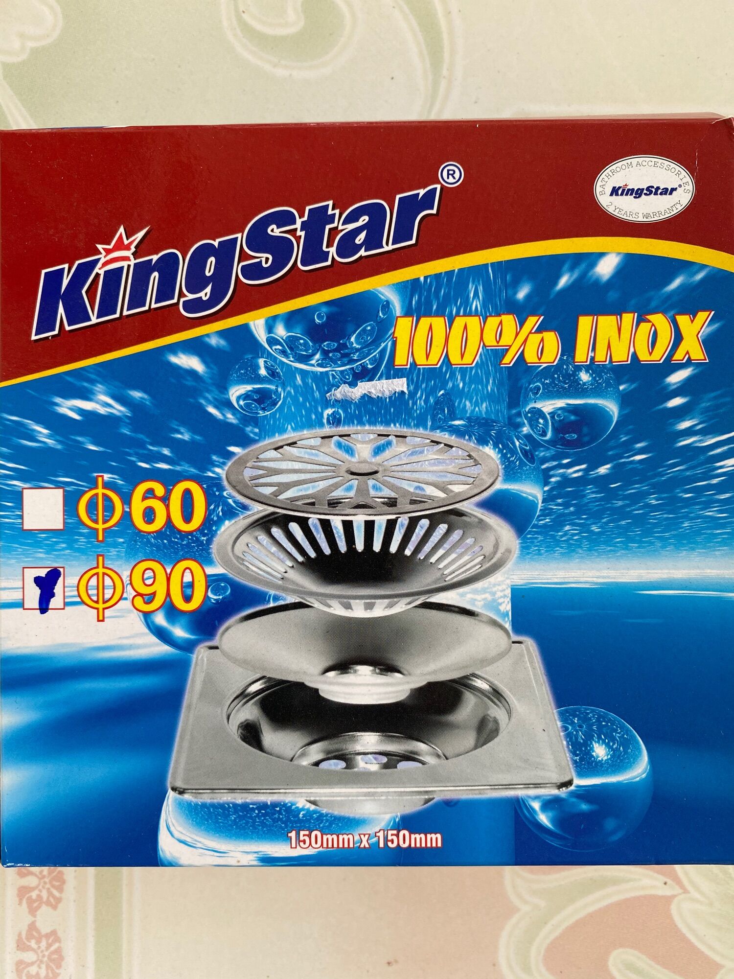 Phễu thoát sàn chống mùi hôi - chặn rác chất liệu inox cao cấp king Star(phi 60-phi 90)