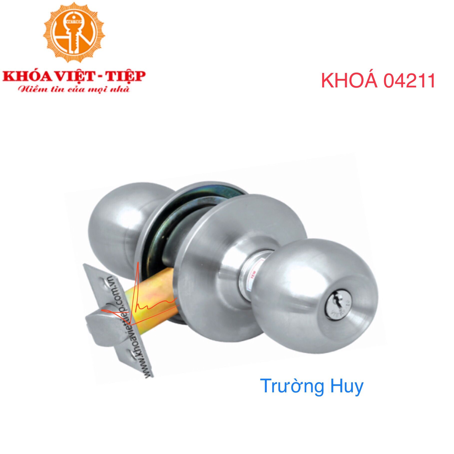 [chính hãng] Khoá tay nắm tròn (cò dài, ngắn) Việt Tiệp - 04211 - Bảo hành 2 năm